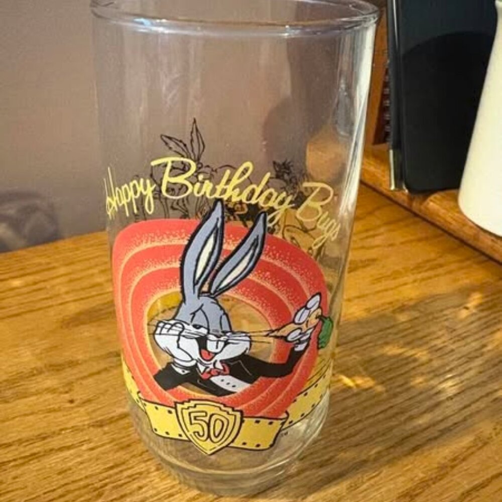 Vintage Bugs Bunny 50th Birthday Collectible Glass (1990)